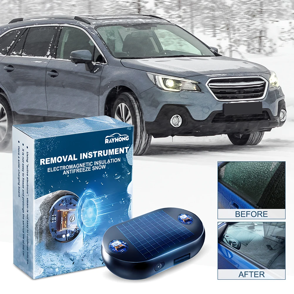 Solar/USB Car Window Glass Anti-ice Snow Remover 5V Winter Deicing Device Molecular Interference Snow Remover Car Defroster windshield defroster windshield deicing instrument
