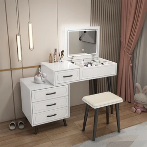 Wood Dressing Table Modern Drawers Makeup Mirror Bedside Console Computer Desk Dresser Storage Penteadeira Bedroom Furniture