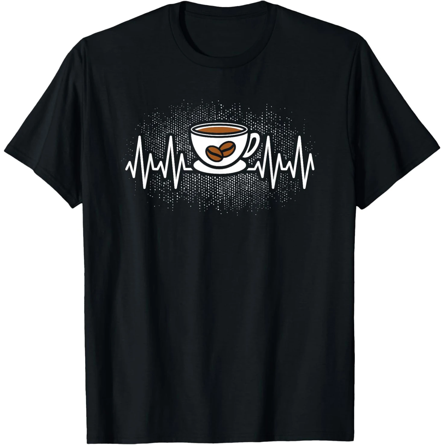 Lustige Kaffee-Herzschlag-T-Shirts für Männer und Frauen, reine Baumwolle, Humor, Streetwear, T-Shirt, kurzärmelig, Unisex, lockere Kleidung
