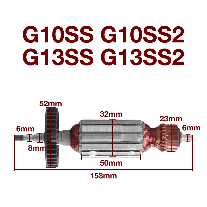 AC220-240V Rotor Armature Replacement Parts for Hitachi G10SS G10SS2 G13SS G13SS2 Angle Grinder Armature Anchor Stator angle grinder bearing block for hitachi g10ss2 g13ss2 g12ss bearing block cover front cover accessories replacement