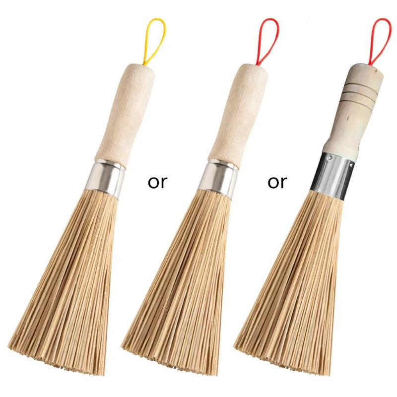 BambooPotBrushLongHandleWokCleaningBrushDishBrushKitchenTool