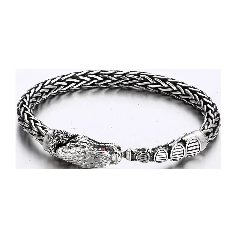 BOCAI S925 Teljes értékű Ezüst- charms bracelet számára férfiak Új Divat Kontraszt Colorado Kígyók horsewhip-chain ékszer szabadon szállítás