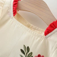 Summer New Girl's Dress Cute Bubble Sleeves Embroidered Cotton Skirt Comfortable Children's Clothing Suitable for 0-3 Years Old 3