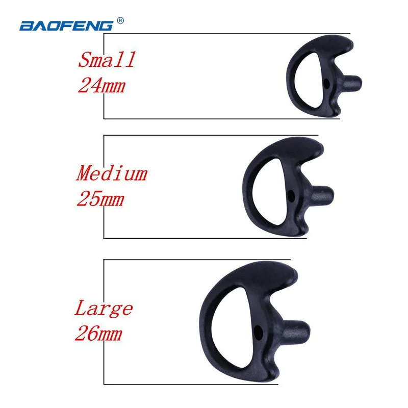 

Baofeng Accessory 1 Pair Black Color Silicone Earmold Earbud for Universal Walkie Talkie Radio Air Acoustic Coil Tube Headphone