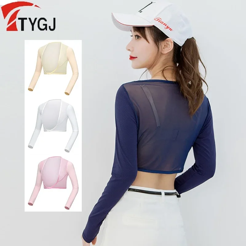 TTYGJ Golf Sun Protection Sleeve Ice Silk Sun Protection Shawl Women's Anti-UV Golf Tops Ladies Breathable Thin Arm Sleeves
