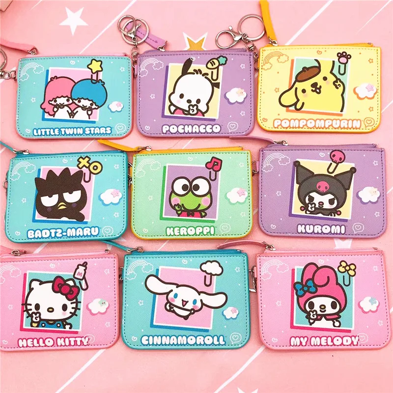 

Sanrio Kawaii Anime My Melody Cinnamoroll Coin Purse Girly Heart Cute Cartoon Kuromi Pom Pom Purin Card Holder Toy for Girls
