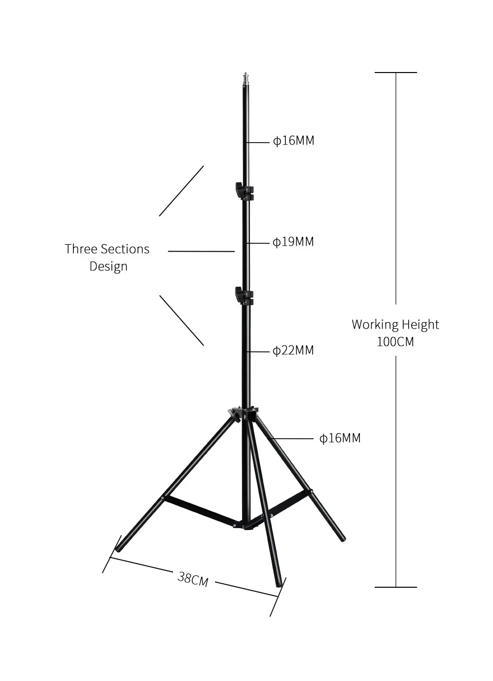 luz suporte para o telefone selfie vara