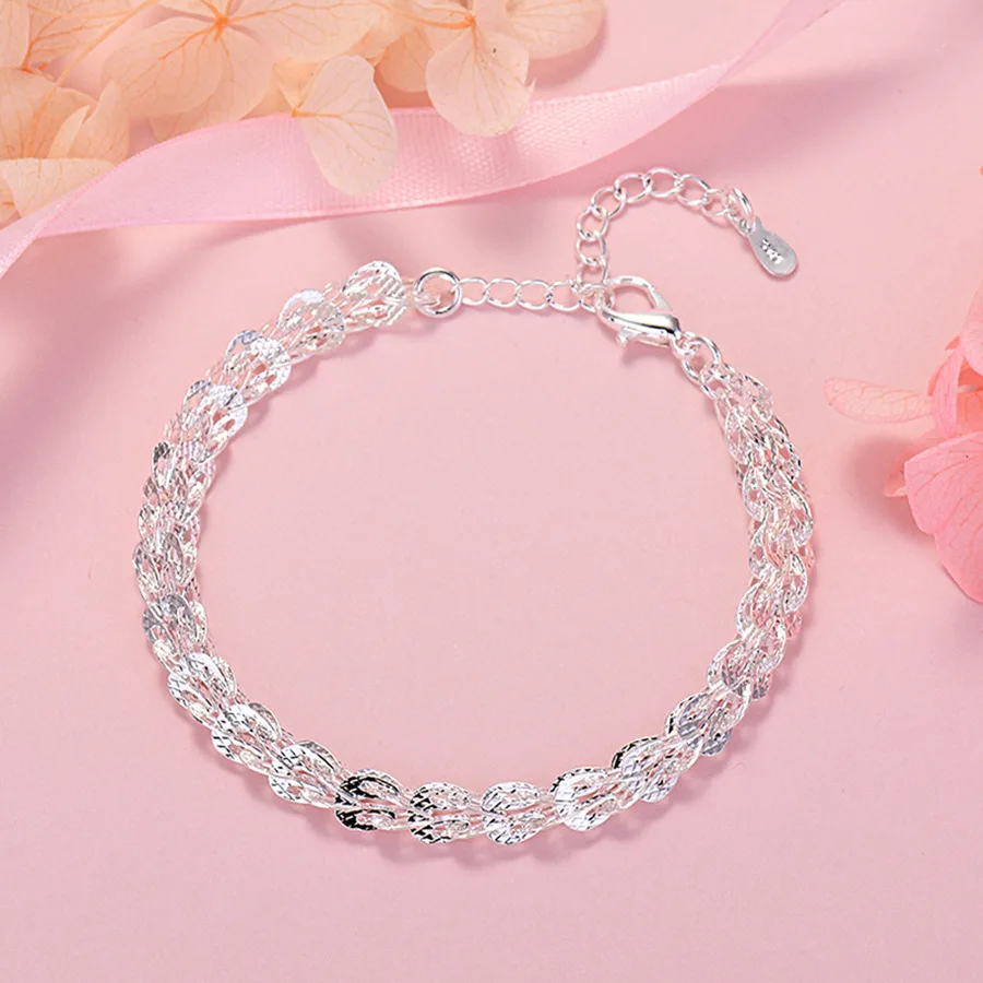 New popular designer 925 Sterling Silver lathes carved pattern bracelets for women fashion jewelry wedding party holiday gifts