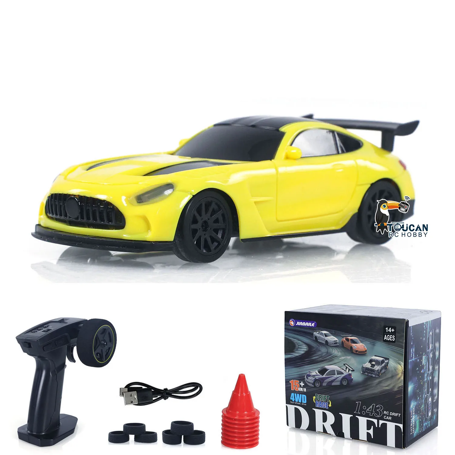wheelfun Voiture télécommandée 1/43 - Drift Car 4WD RC - Mini voiture de course - Jouet à grande vitesse RTR - Avec gyroscope LED