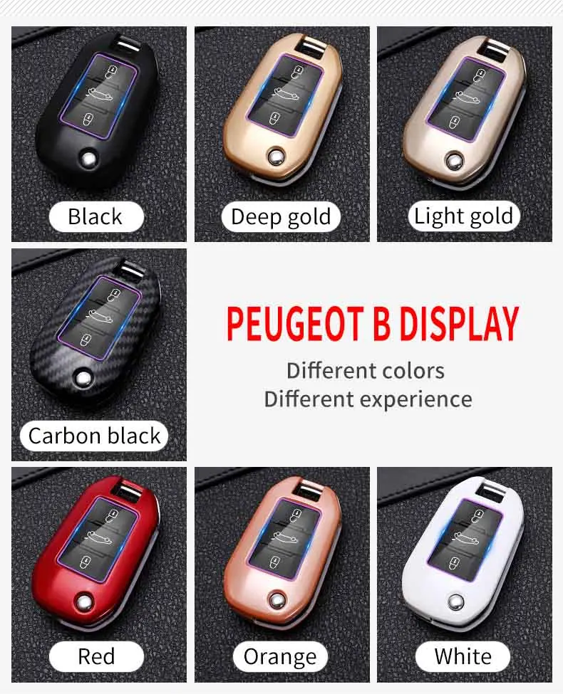 Custodia per chiave auto in fibra di carbonio per Peugeot 208 107 206 306 307 308 2008 3008 4008 5008 RCZ Citroen C1 C2 C3 C4 C5 CACTUS C8 - Sced0daf5d34f482abdcd4fd4c5734509u