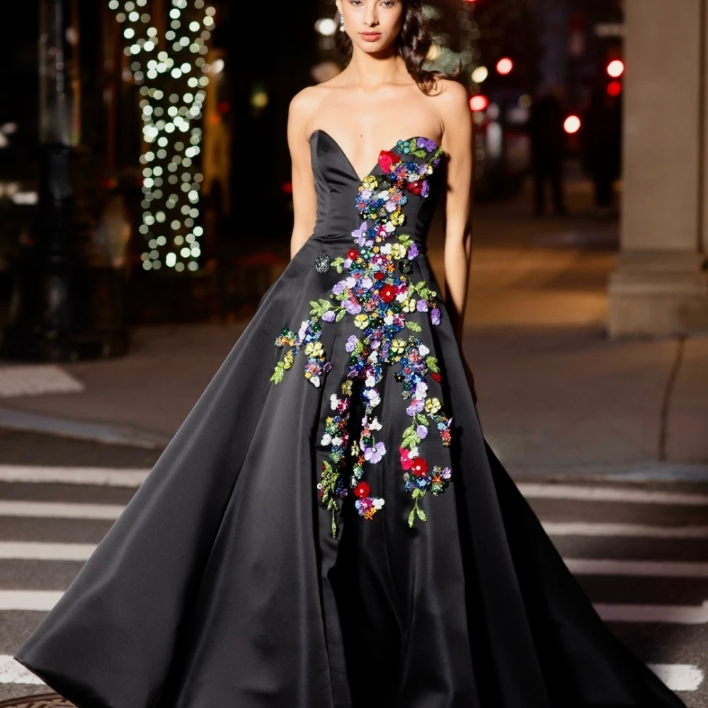 

Ball Dress Saudi Arabia Prom Jiayigong Exquisite Fashion Strapless A-line Evening es Flower Embroidery Satin Custom