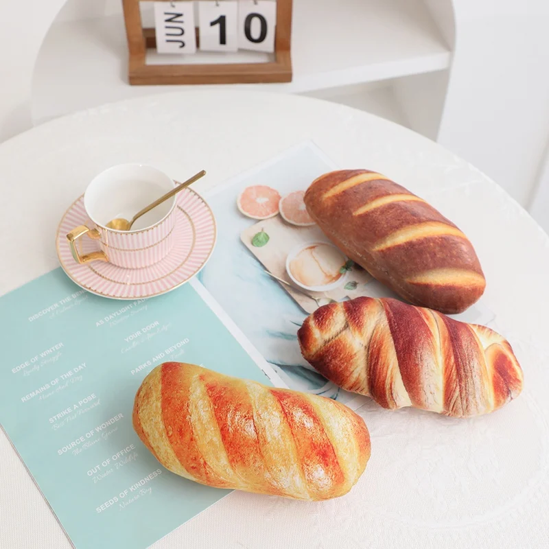 Long French Baguette Food Pillow Plush Stuffed Caramel Cream Butter Twist Bread Plushie Bolster Sleeping Companion Men Gift 2