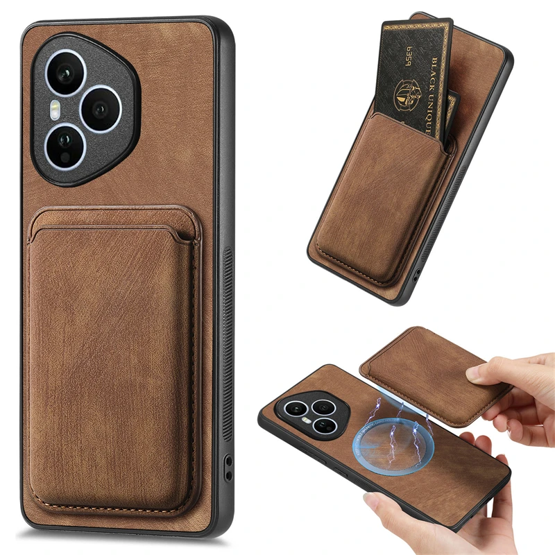Luxury Leather Magnetic Wallet Case with Detachable Card Slot Cover