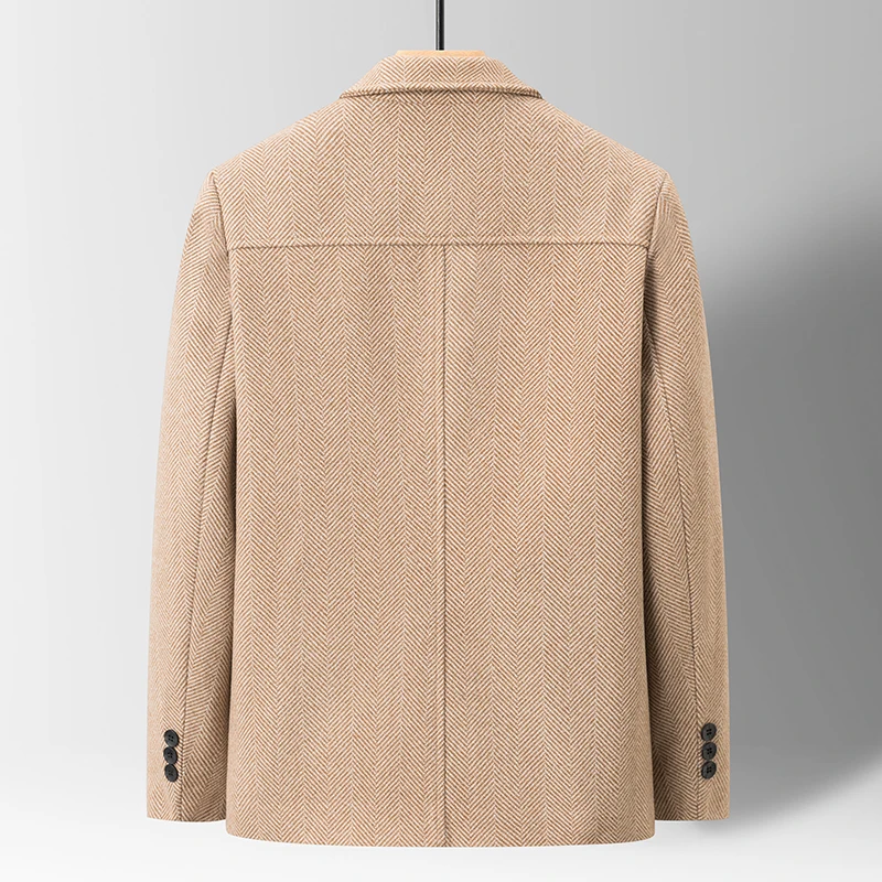 Classic Mens Office Dress Jackets Quality Casual Business Lapel Windbreak Coats Top Autumn Winter Blended Wool Jacket Streetwear 4