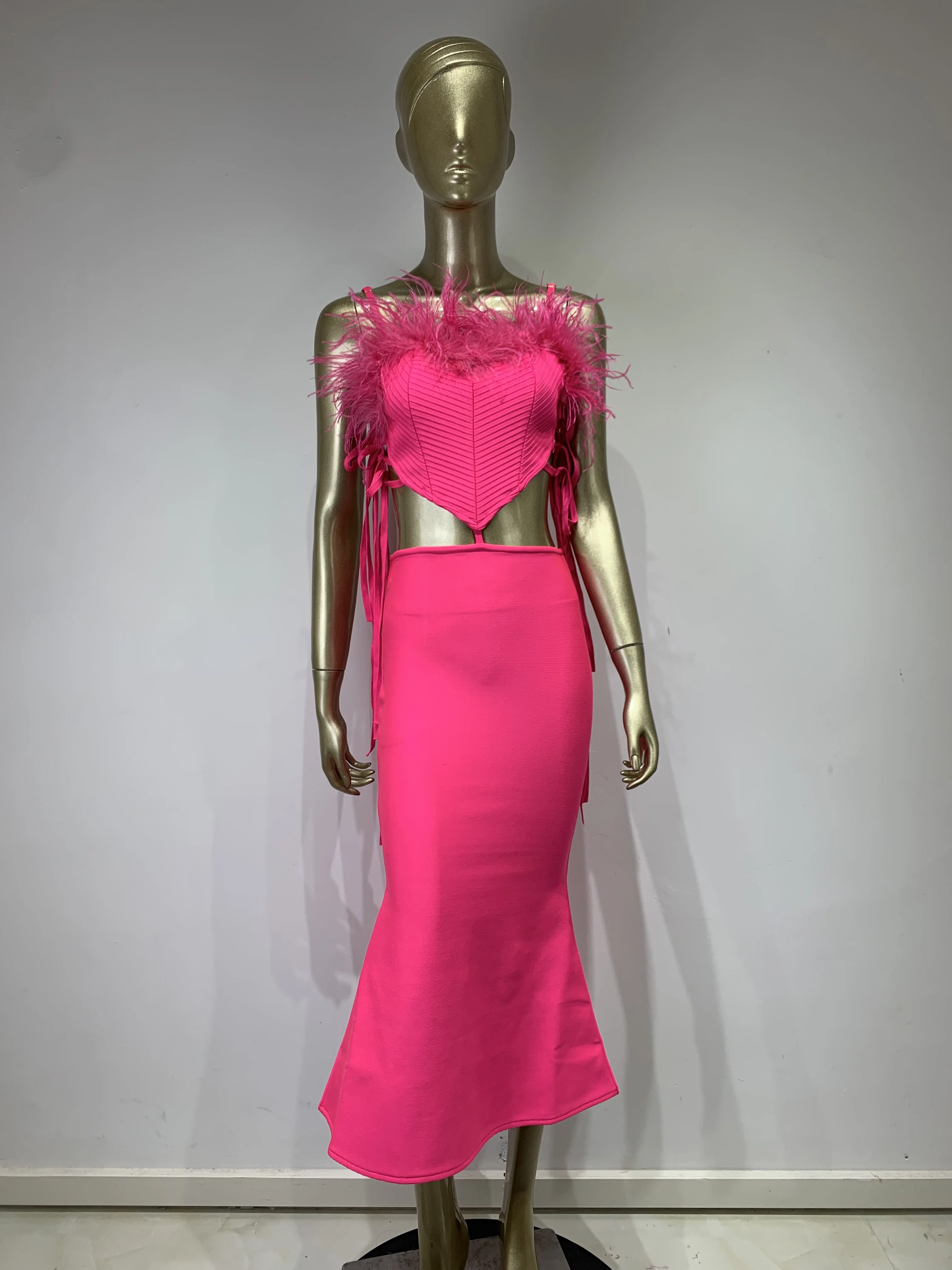 vestidos Midi rosa quente, elegante vestido de
