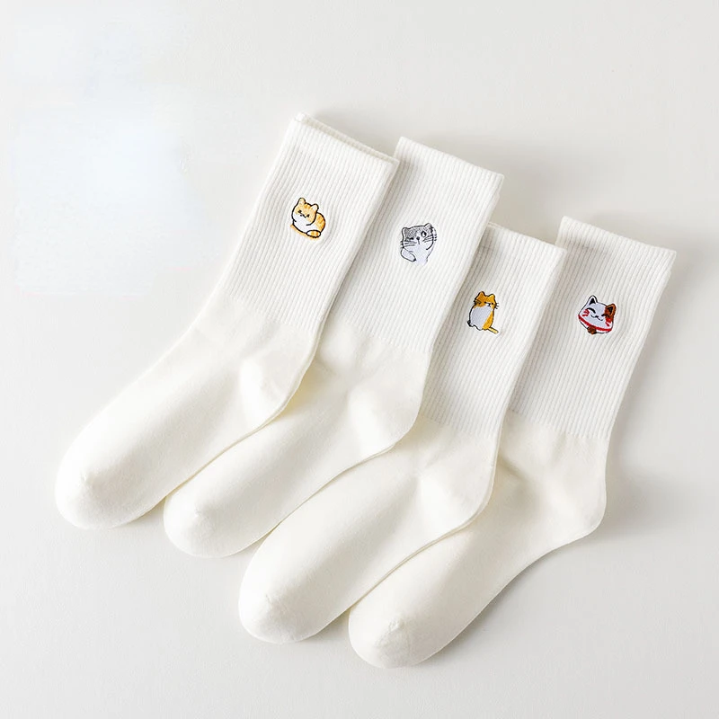 Women's Mid Length Socks Cute Cartoon Short Socks Autumn Winter Comfortable Breathable Versatile Girl Ankle Socks