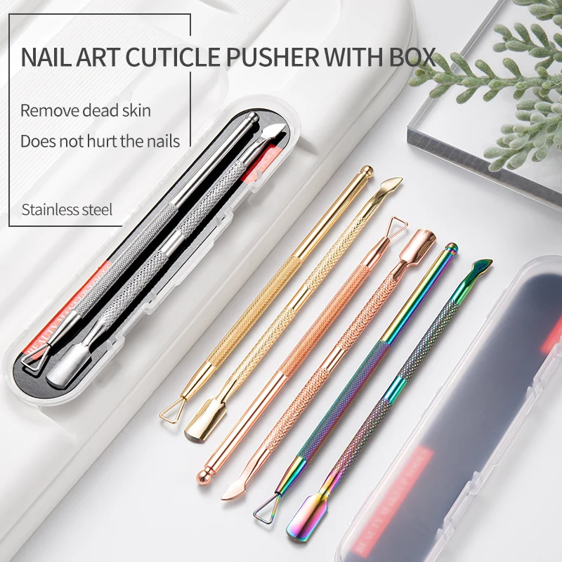 Nail Art Pusher Cuticle Pusher Dead Skin Remover 2PCS Manicure Tools