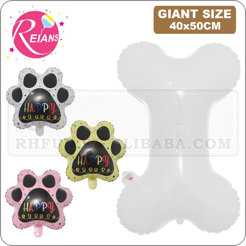 Bone Shaped Balloons Foil Helium Aluminum Balloons Dog Paw Print Balloon for Pets Dog Lets pawty birthday Party Suppliers Decor