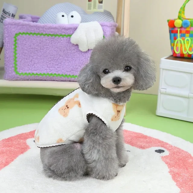Pet Clothes Autumn Winter Medium Small Dog Plush Vest Cute Sweater Warm Velvet Kitten Puppy Sweet Cardigan Chihuahua Yorkshire 3