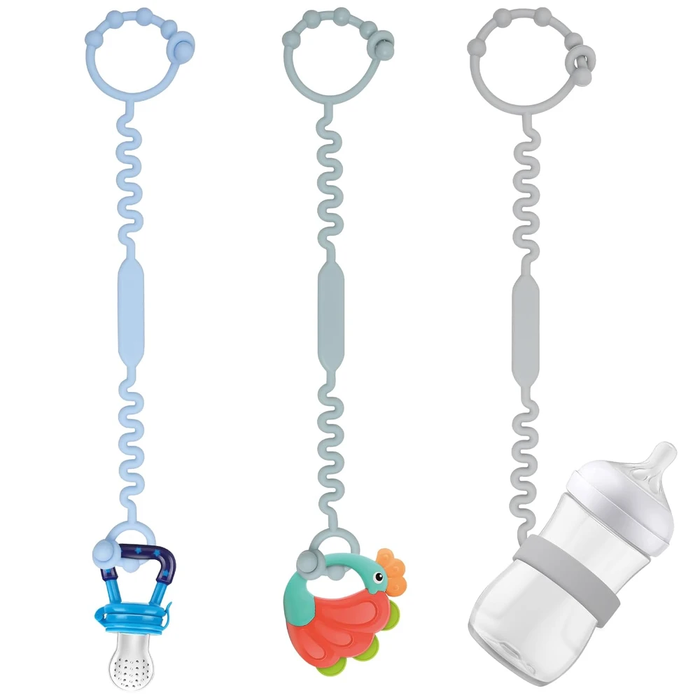 3Pcs/Set Toy Strap for Baby, Silicone Pacifier Clip, Adjustable Retractable Pacifier Cup Strap for Stroller and Car Seat