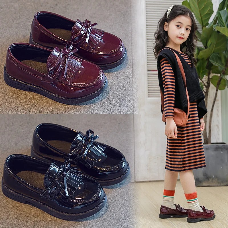 Leather Kids Shoes for Girls Evening Party