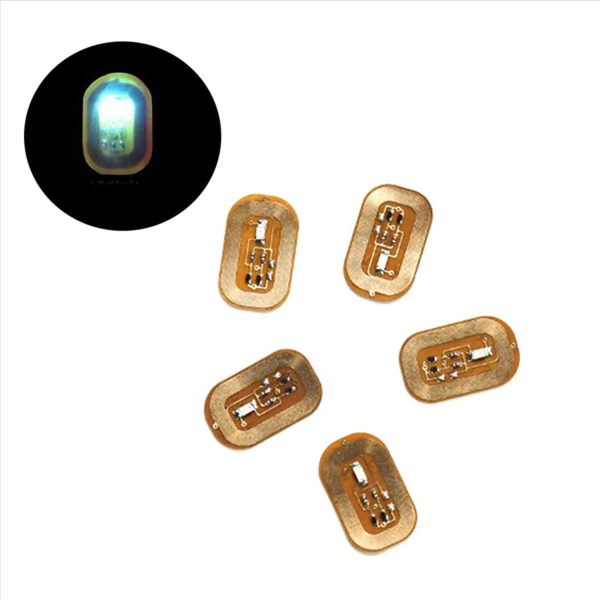 10Pcs NFC 플래시 네일 스티커 LED 베어 칩 지능형 발광 네일 램프 네일 스티커 강화, 라이트 블루