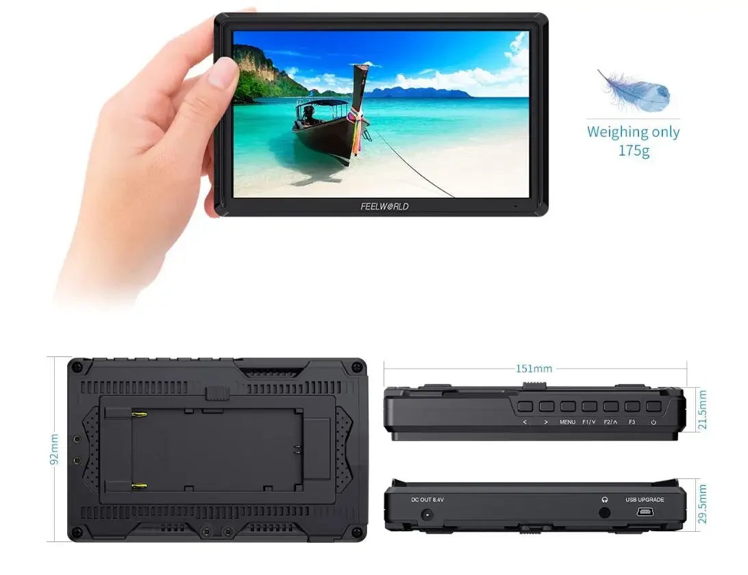 FEELWORLD FW568 V3 on DSLR Camera Field Monitor PS Full HD 1920x1080 4K 6 inch LCD Camera Monitor with Tilt Arm