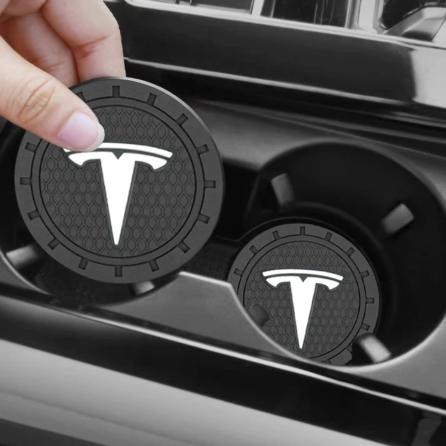 for Tesla Model 3 Model Y Model S Model X Roadster 2PCS Car Carbon Fiber  Black Non-slip Mat Water Coaster - AliExpress