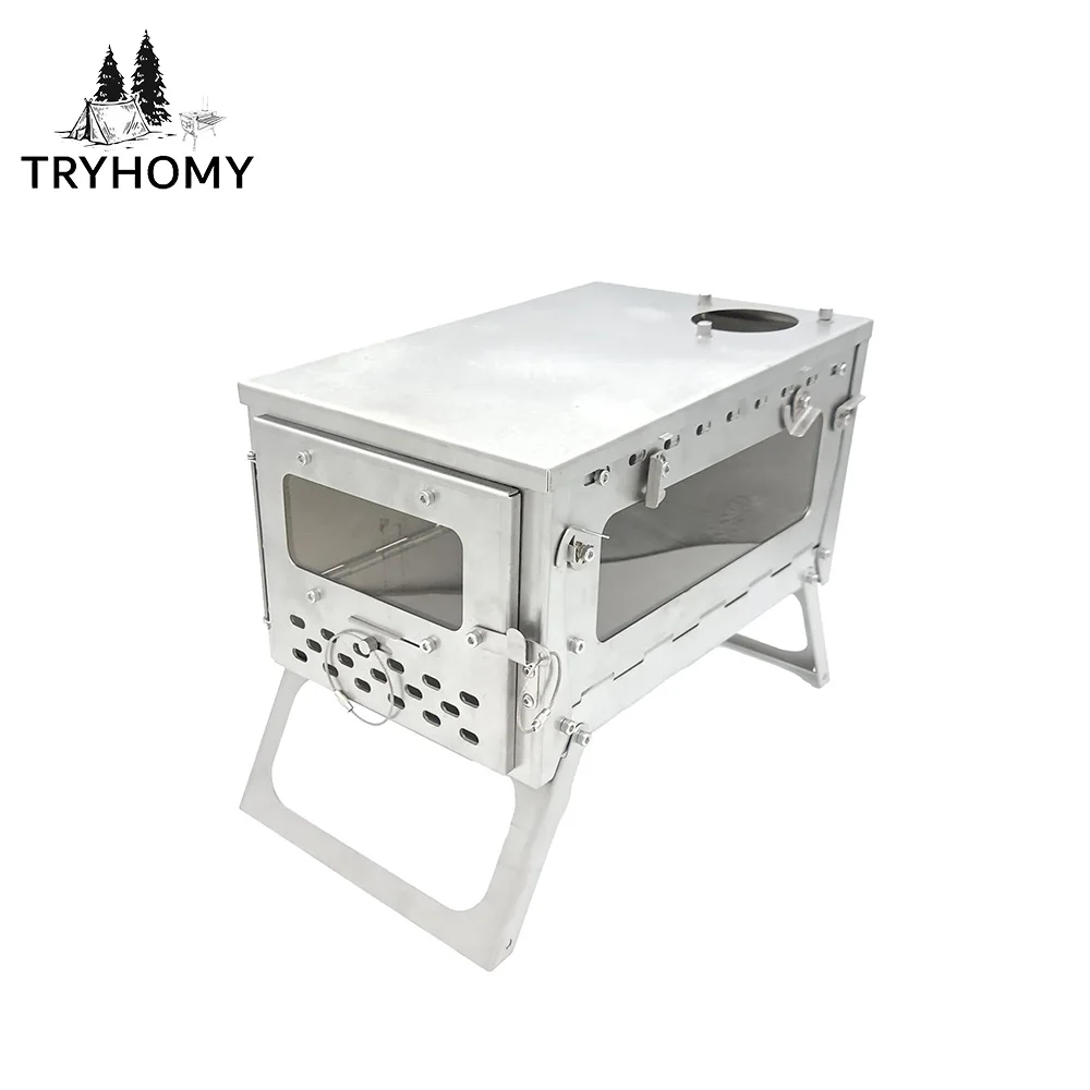 Tryhomy Camping Titanium Firewood Stove Outdoor Tent Stove Portable