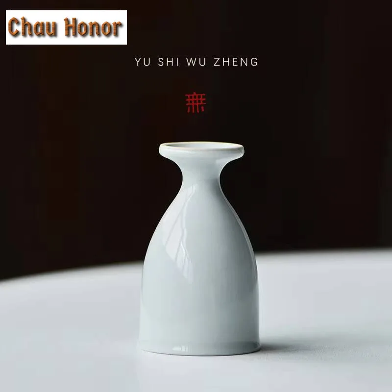 2pc/lot Mural Painting Pine Branch Ceramic Teacup White Porcelain Fragrance Smelling Cup Antique High Legged Cordial Glass 50ml