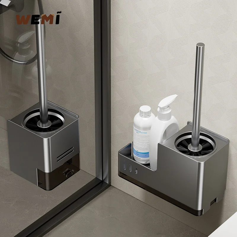 Bathroom Toilet Brush Holder Cleaning Tools Space Aluminum Wall Mounted No Drill Vertical Toilet Brush Bathroom Accessories bathroom accessories,toilet brush set,toilet brush holder