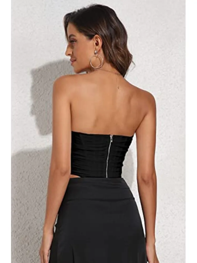 Sleeveless Off Shoulder Fashion Sexy Corset Crop Tops Vest Female Body Shaper Underwear Backless Bustier Top Solid