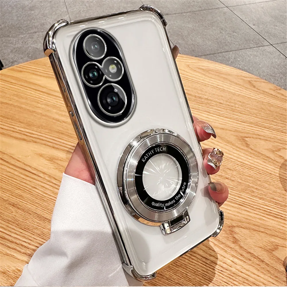 Shockproof Transparent Magnetic Stand Holder Case with Camera Protection
