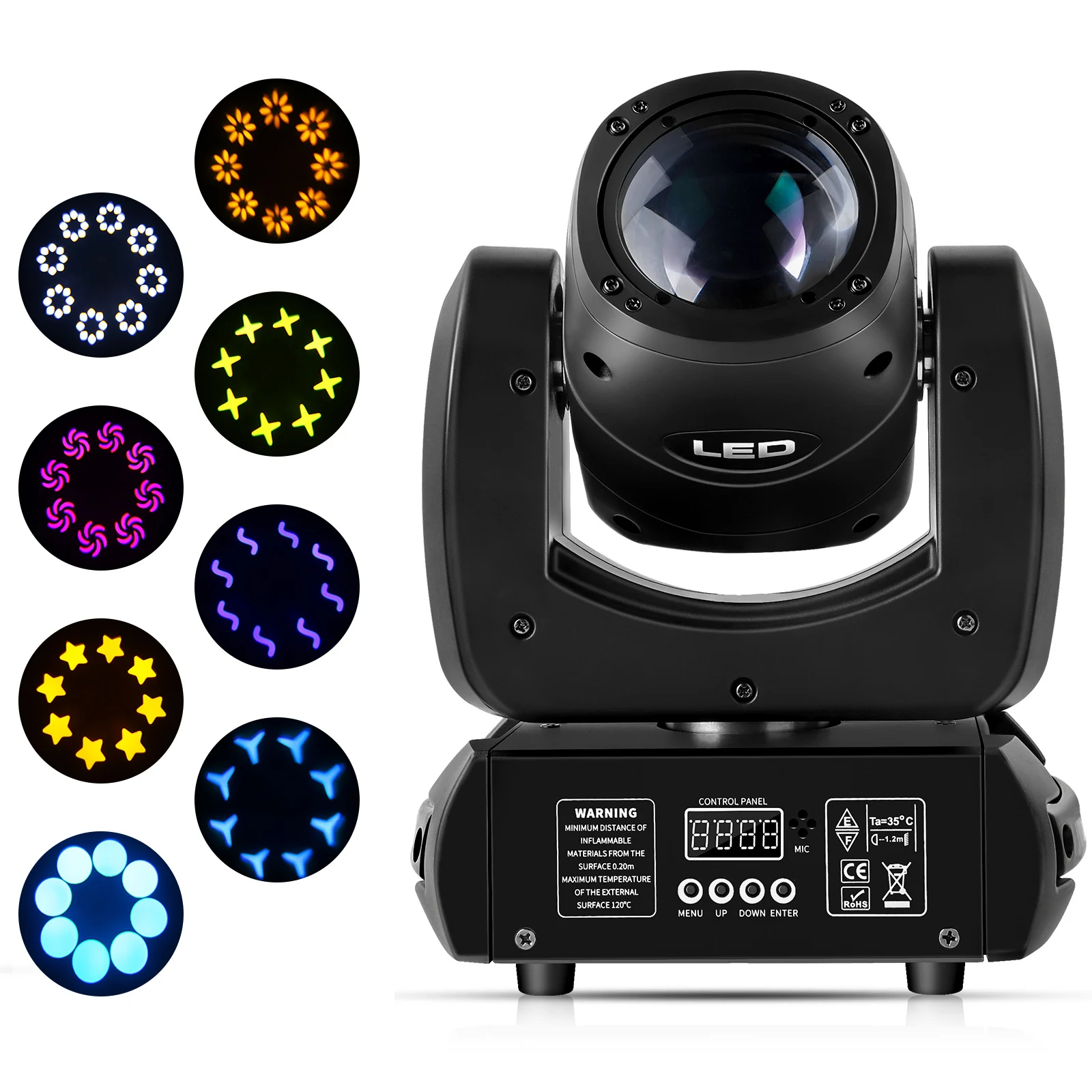 U`King 100W LED Moving Head Light Stage Lighting DJ Lights 8 Gobos Beam Wash Light by DMX and Sound Activated Control Professional 9/11 Channels for Church Wedding Disco Party Nightclub Live Show 