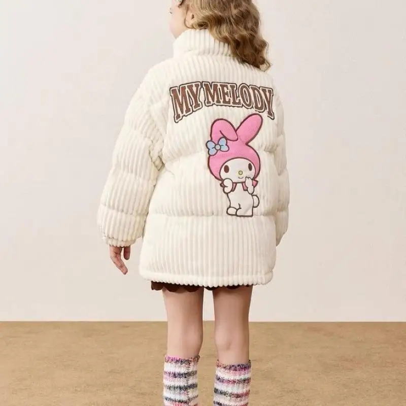 

New Kawaii Cartoon Sanrios Plush Girls Down Jacket My Melody Cute Anime Winter The New Corduroy Keep Warm White Duck Down Coat