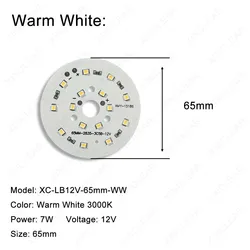 Low Voltage LED Light Panel - 3W/5W/7W, White & Warm Light Options - DIY Round Design - 10 Pieces (7W Warm White)