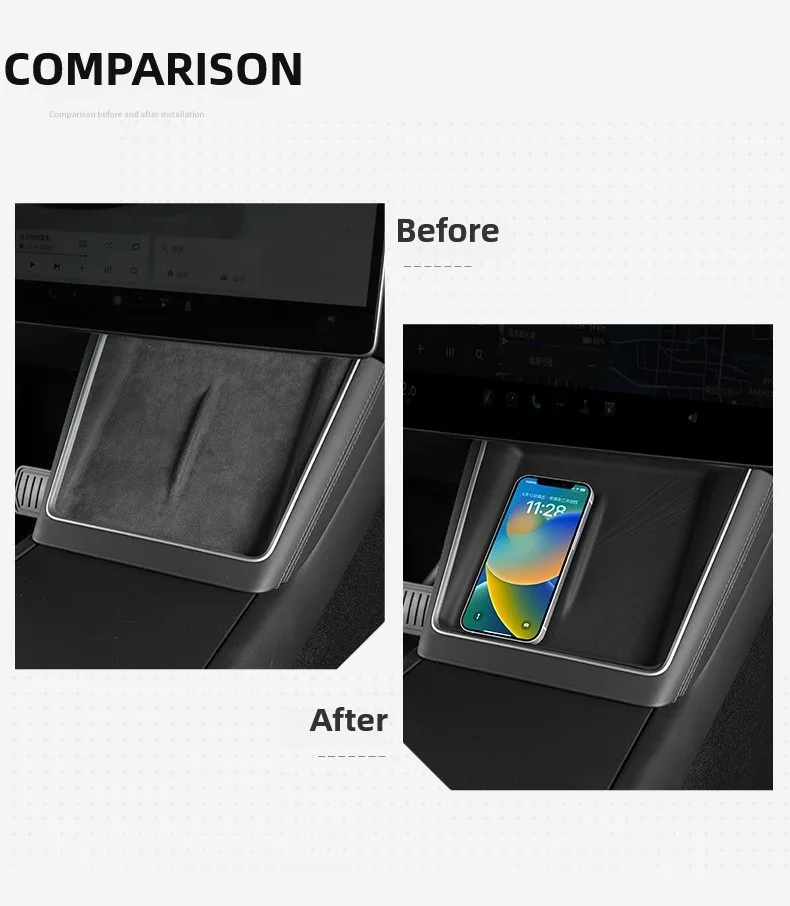 Wireless Charging Silicone Pad & Central Control Protector Cover with Non-Slip Mat