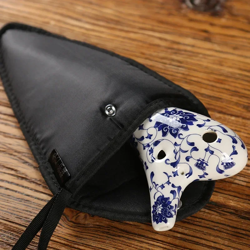 Ceramic Ocarina 12 Hole Classic Celadon Flower Pattern Alto AC Tones Chinese Flute Colored Glaze Handmade Tao Music Instrument