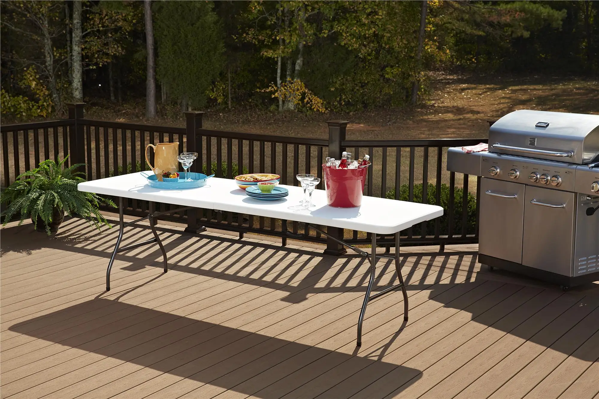 ZENY Mesa plegable portátil de plástico de 8 pies para interiores y  exteriores, picnic, fiesta, campamento, mesa de comedor con asa, color  blanco