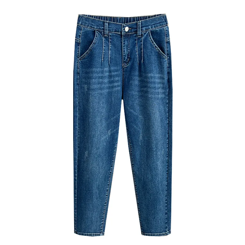 

Spring Autumn 100KG Thick Scratched Stretch Slim Fit Jeans Plus Size Women's Casual Ankle Length Denim Harem Pants 1648