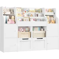 Children's Bookcases Toy Organizers and Storage with 8 Storage Cubbies and 2 Movable Drawers Toy Shelf Organizer 1