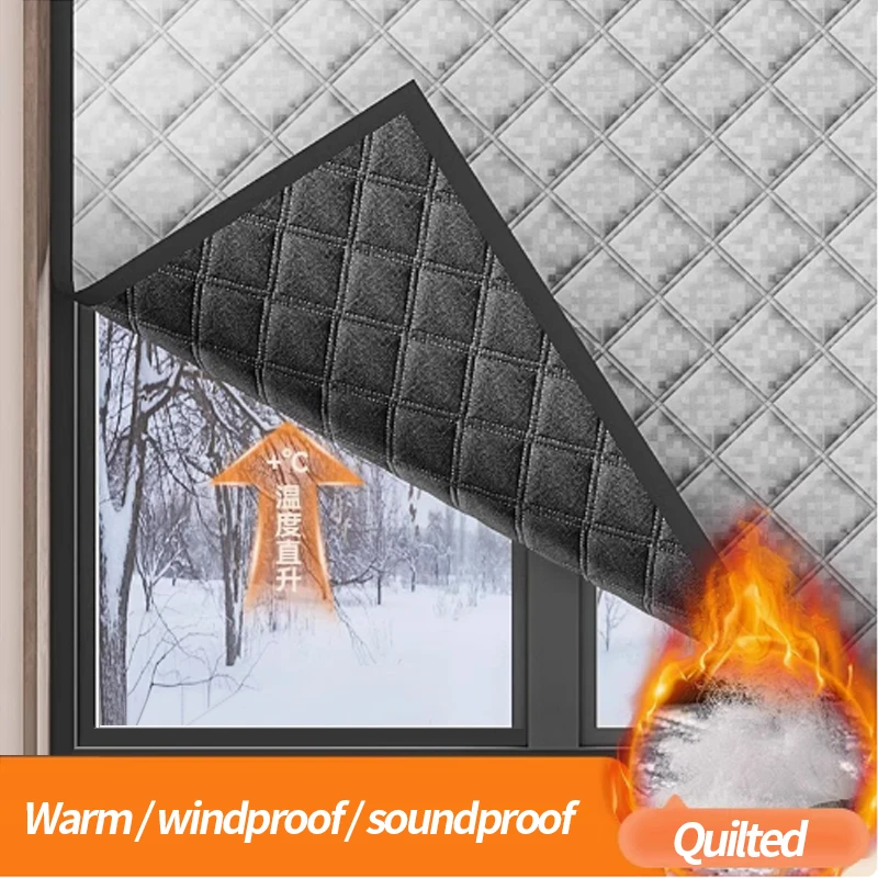 Windproof Warm Curtains Winter Bedroom Insulation Film Cold Proof Sealed Window Film Screen Window Light Blocking window screen curtain window sealing film