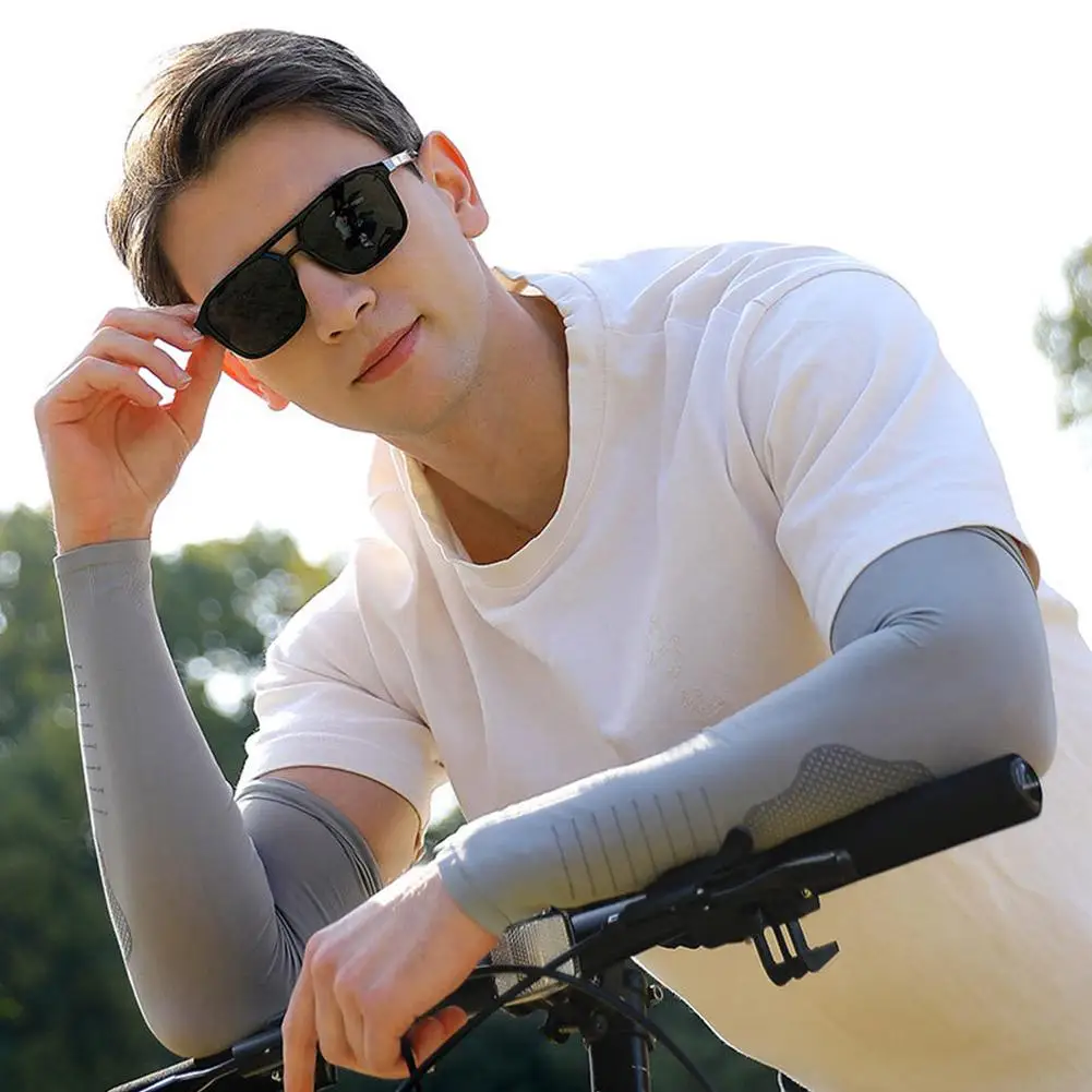 Ice Silk Sunscreen Arm Sleeves 1 Pair for Cycling Sports