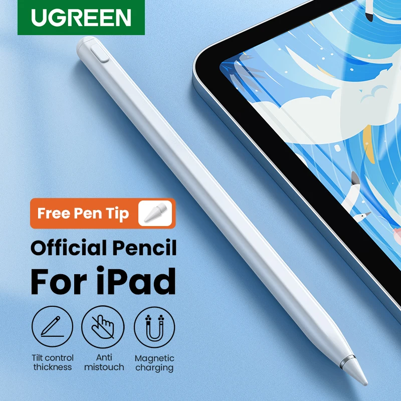Caneta Stylus Ugreen-magnética para Apple Pencil Carregamento sem Fio Bluetooth Palm Rejeição Tilt Pen para Ipad Pro Air Mini 2023