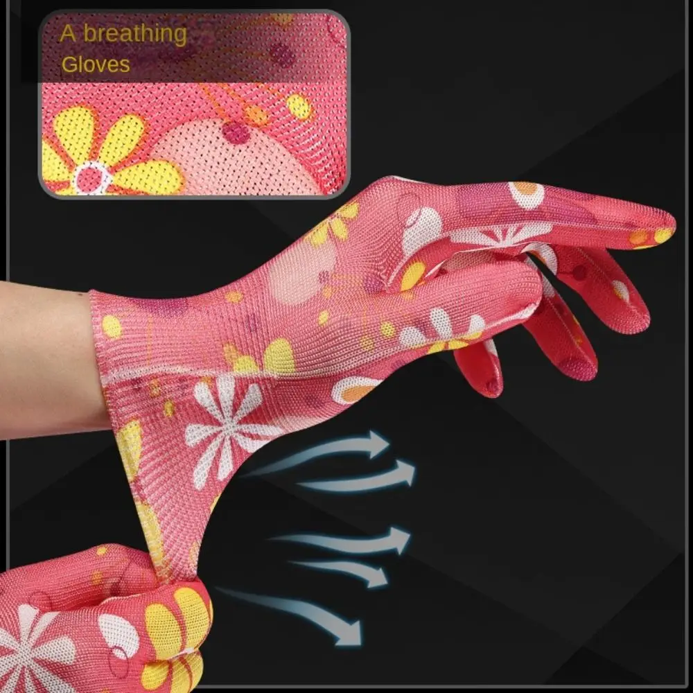 Description Picture 5 of item1Pair Thin Nylon Work Gloves Planting Yard Cleaning Floral Garden Gloves  Women Non-Slip Household Labor Protection Glove