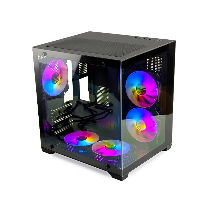 MANMU Hot Sale Tempered Glass Panel Computadora Matx Gaming Pc Case Gaming Computer Cases-Only Case