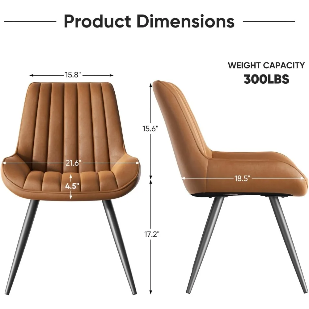 Modern Dining Chairs Set of 4, Comfy Dining Room Chairs with Thick Cushions, Upholstered Fabric Kitchen Side Chairs 2