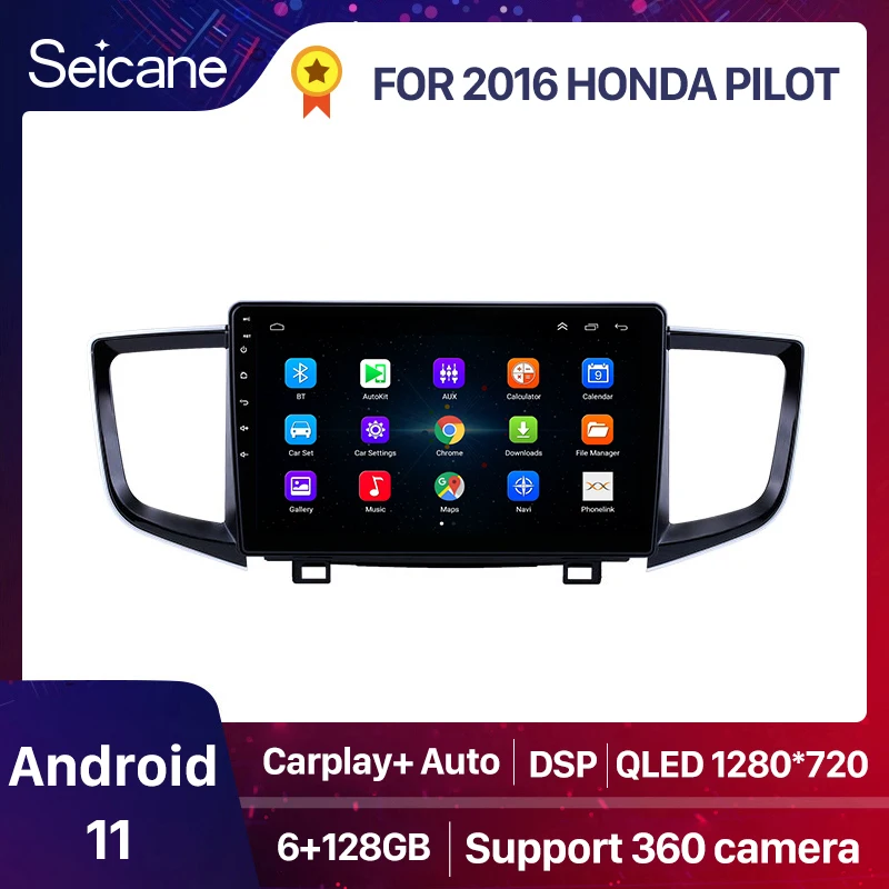 

Seicane 2Din Android 11 QLED DSP Carplay Auto 6GB RAM 128GB ROM GPS Car Radio Multimedia Video Player For 2016 Honda Pilot
