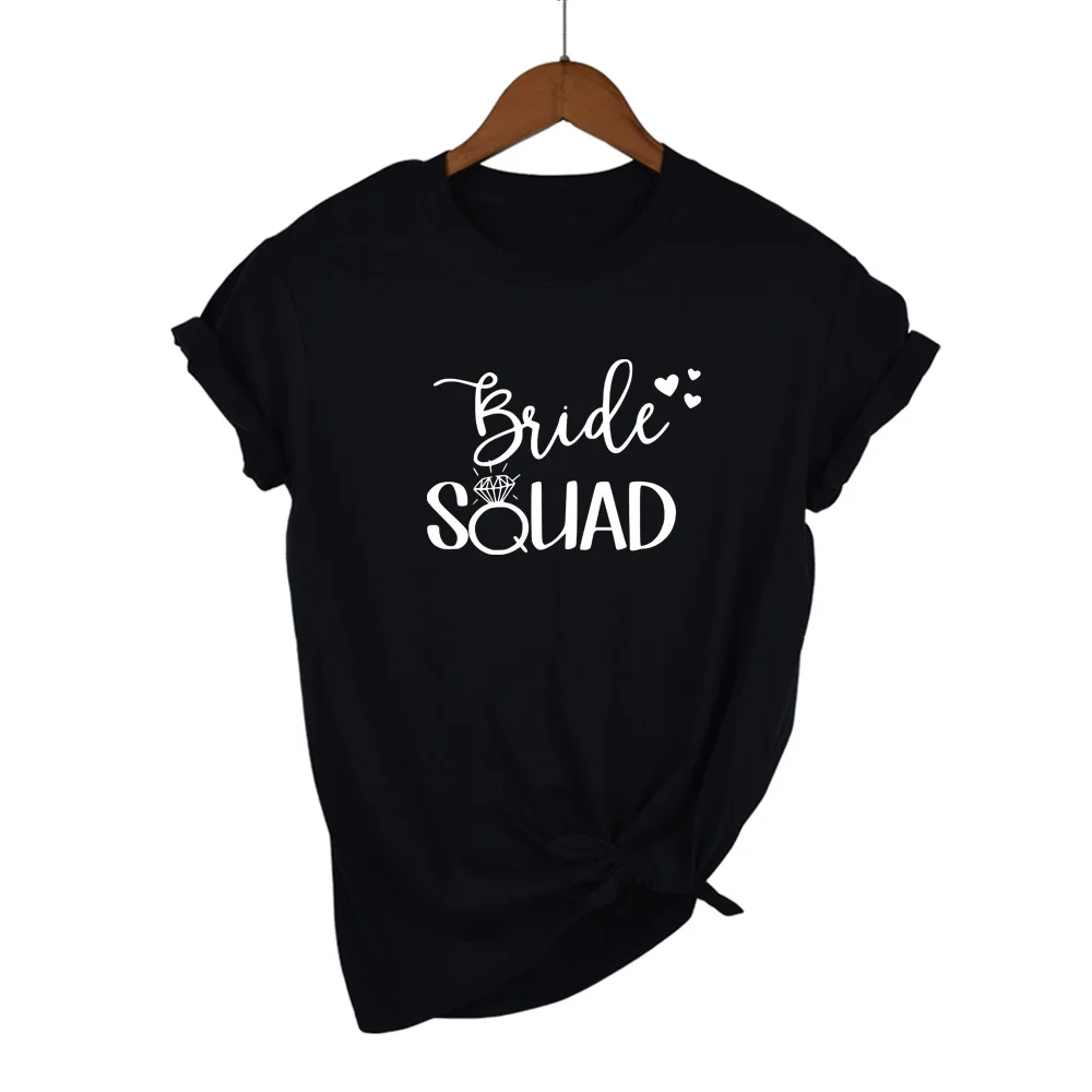 

Bride Squad Printed T-Shirt Bride Diamond Squad Coupled Tops Gift Cotton Fashion Tee Aesthetic Graphic T Shirts