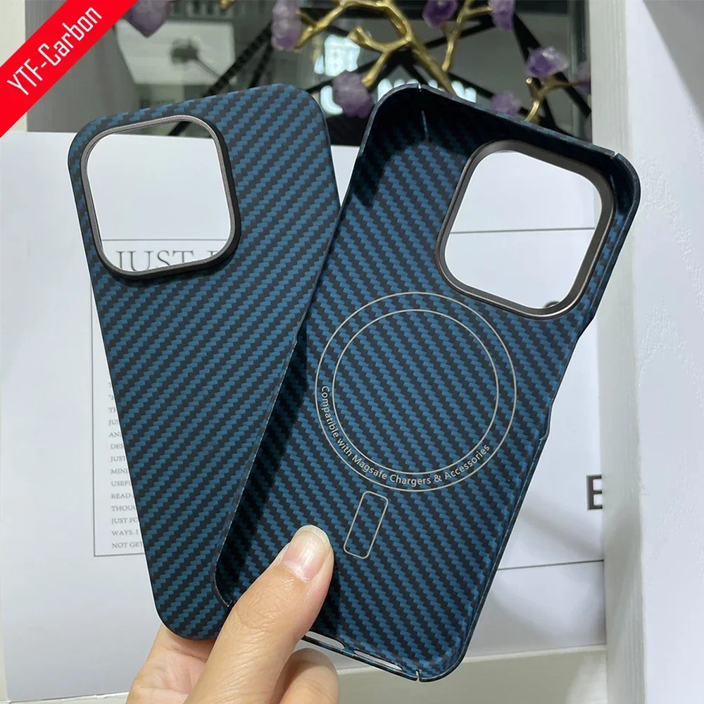 

YTF-Carbon For iphone 15 Pro max Case Luxury Carbon Fiber Matte Shockproof Bumper Ultra Thin Hard Cover For 15 Pro Case